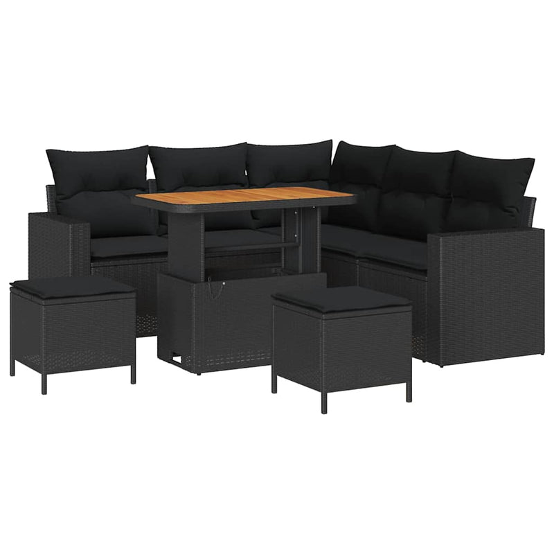 vidaXL Garden Sofa Set 8 pcs Black Poly rattan and powder-coated steel