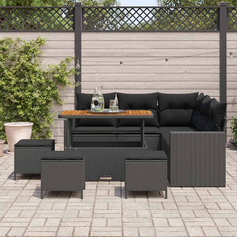 vidaXL Garden Sofa Set 9 pcs Black Poly rattan and powder-coated steel