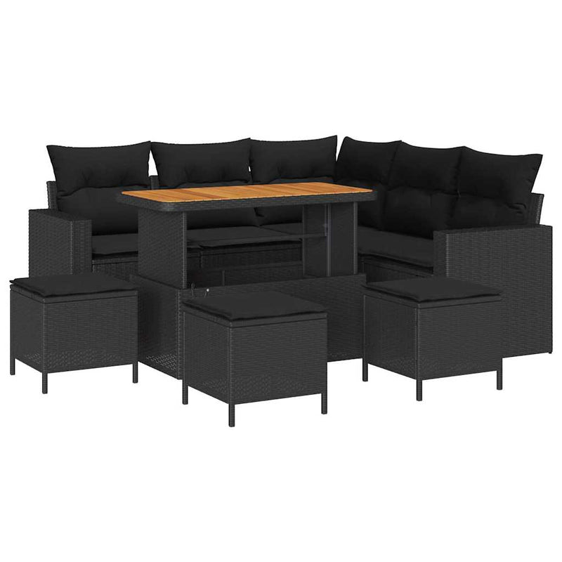 vidaXL Garden Sofa Set 9 pcs Black Poly rattan and powder-coated steel
