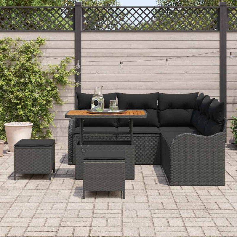 vidaXL Garden Sofa Set with Cushion with Storage 8 pcs Black