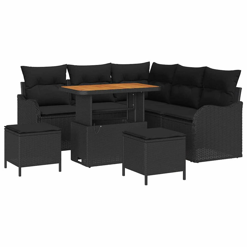 vidaXL Garden Sofa Set with Cushion with Storage 8 pcs Black