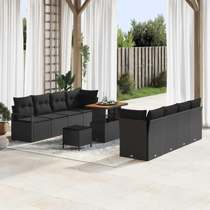 vidaXL Garden Sofa Set with Cushion with Storage Black 90 x 55 x 71 cm
