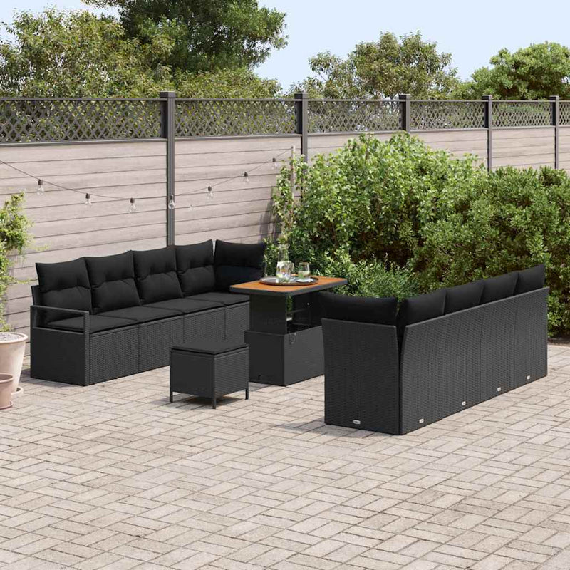 vidaXL Garden Sofa Set with Cushion with Storage Black 90 x 55 x 71 cm