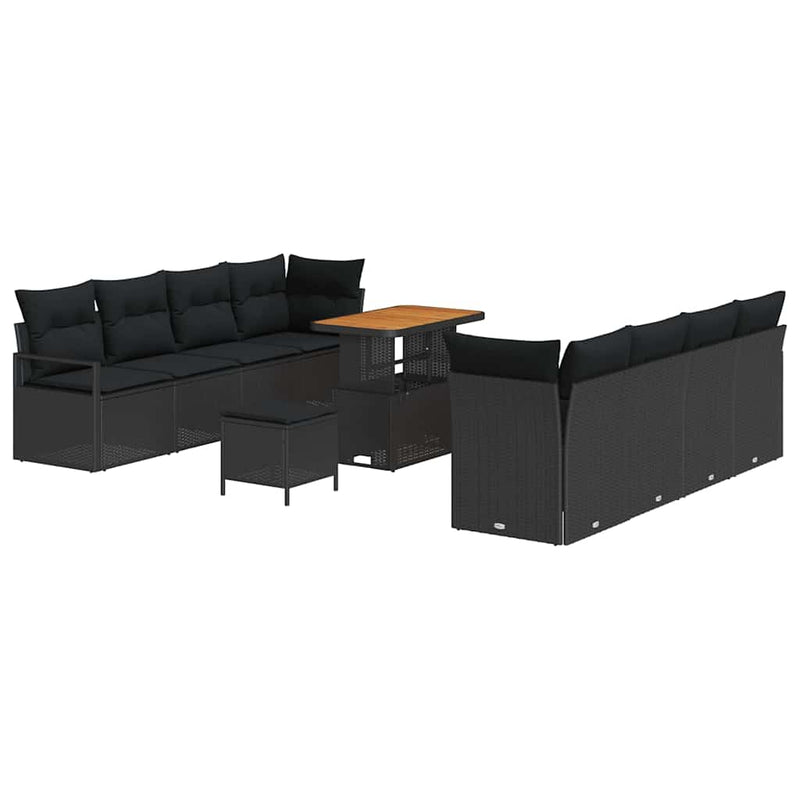 vidaXL Garden Sofa Set with Cushion with Storage Black 90 x 55 x 71 cm