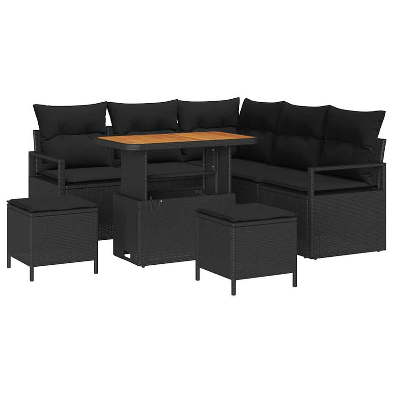 vidaXL Garden Sofa Set with Cushion with Storage 8 pcs Black