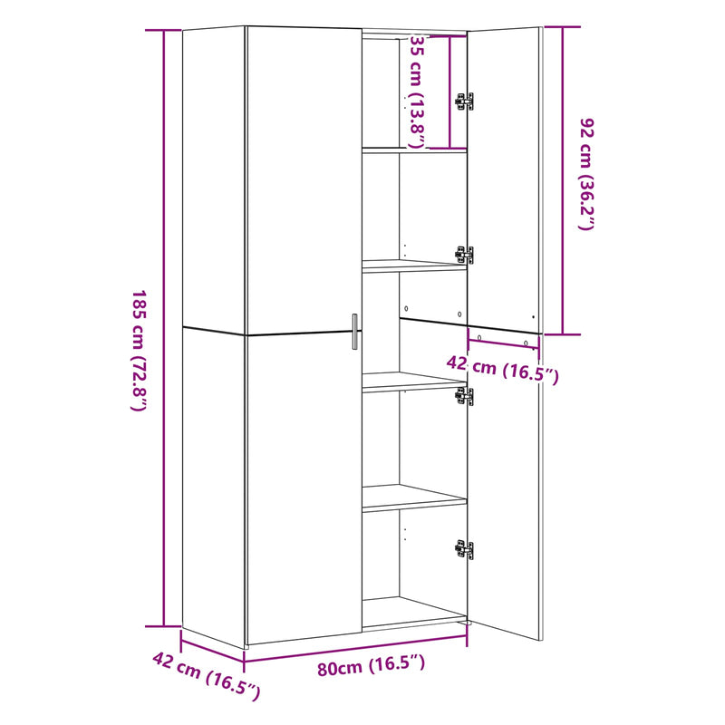 Highboard 2 pcs Artisan Oak 80 x 42 x 185 cm