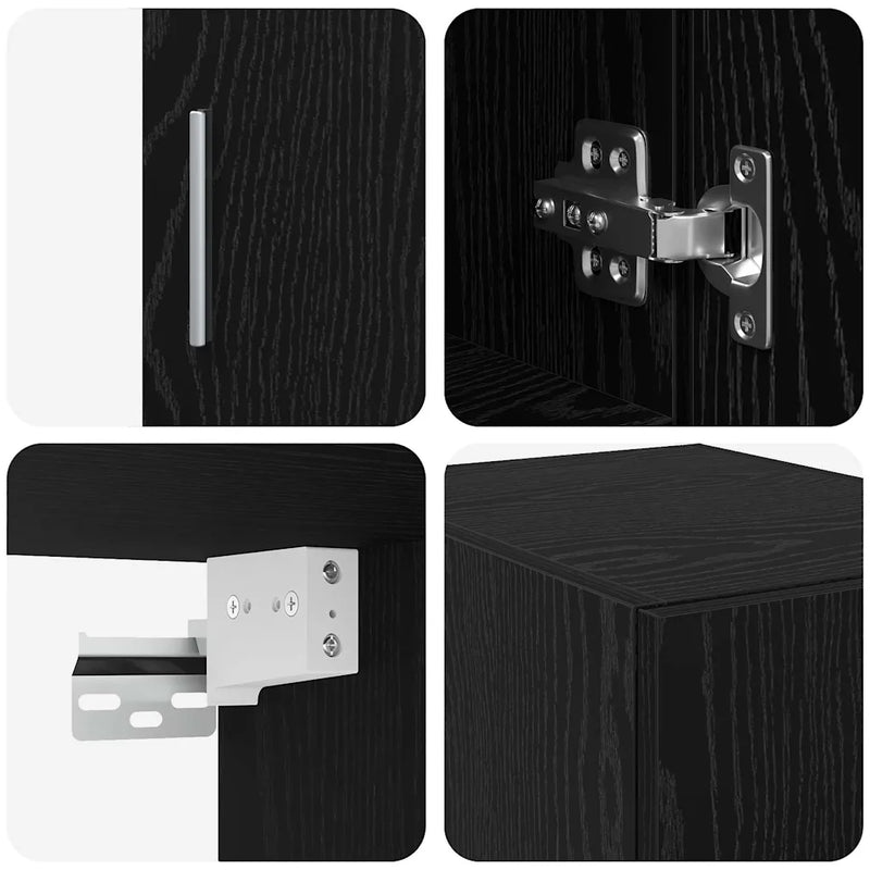 Storage Cabinet 3 pcs Black Oak 30 x 42,5 x 225 cm