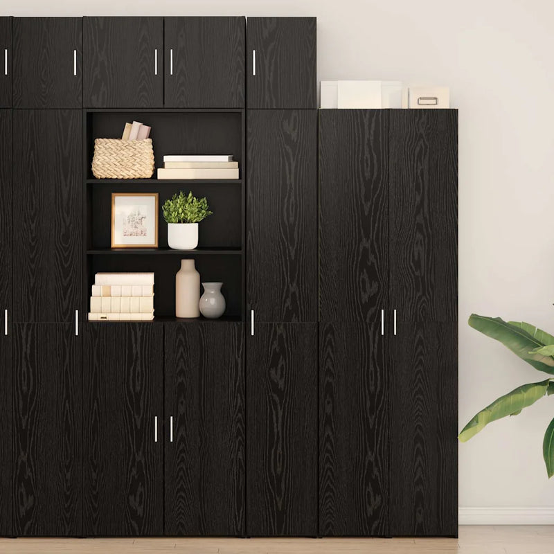 Storage Cabinet 3 pcs Black Oak 30 x 42,5 x 225 cm