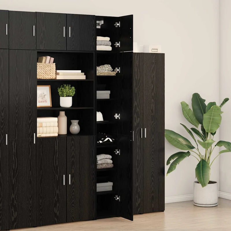 Storage Cabinet 3 pcs Black Oak 30 x 42,5 x 225 cm