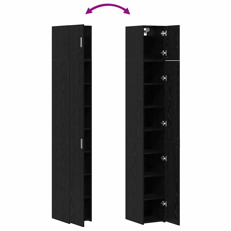 Storage Cabinet 3 pcs Black Oak 30 x 42,5 x 225 cm