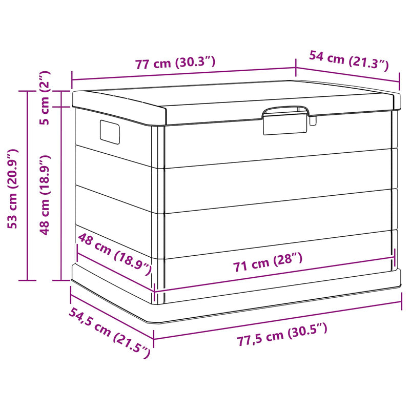 vidaXL Garden Storage Box Anthracite 77,5 x 54,5 x 53 cm Plastic