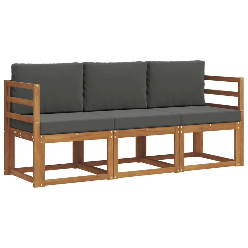Outdoor Sofa Set with Cushion 3 pcs Natural and Anthracite