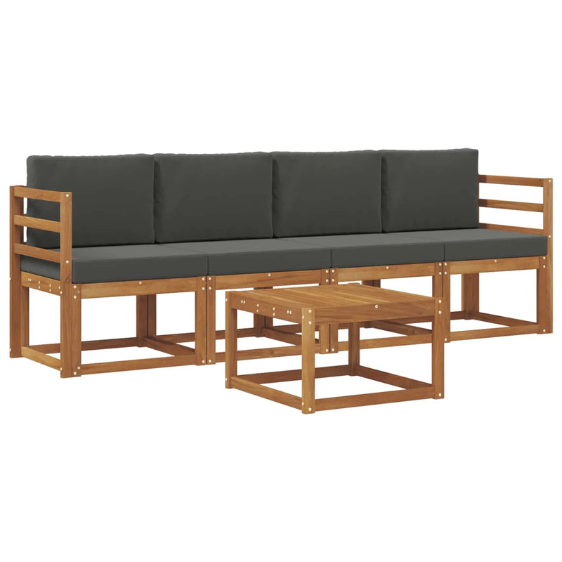 Outdoor Sofa Set with Cushion 5 pcs Natural and Anthracite