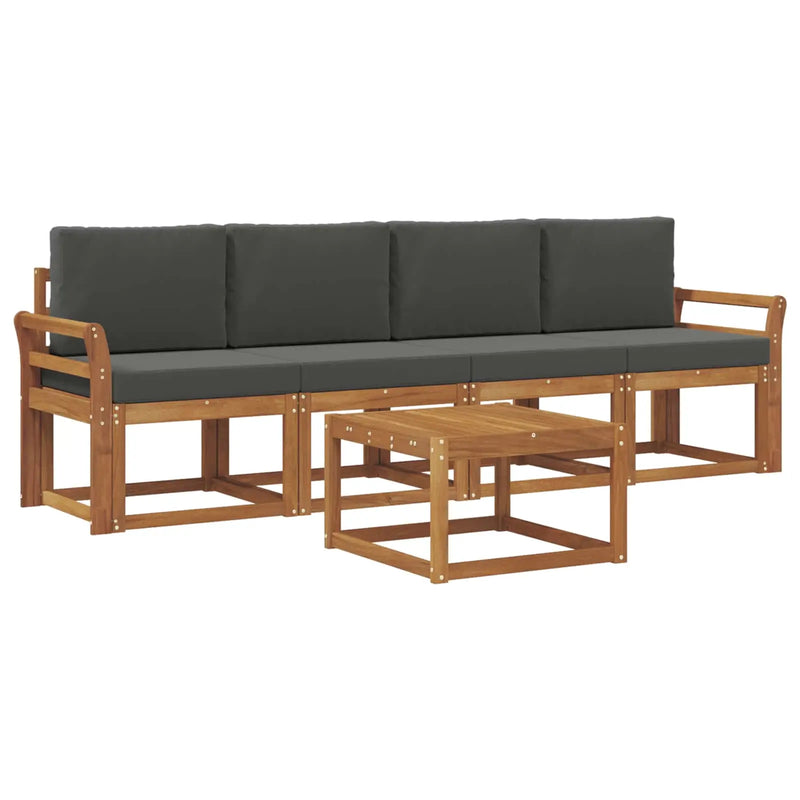 Outdoor Sofa Set with Cushion 5 pcs Natural and Anthracite