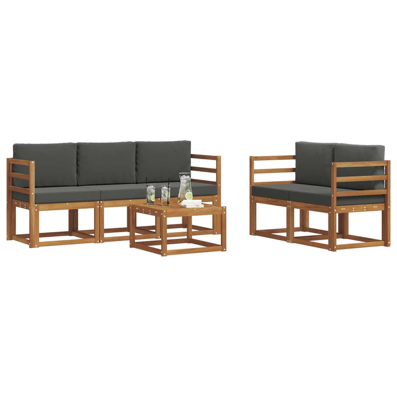 Outdoor Sofa Set with Cushion 6 pcs Natural and Anthracite