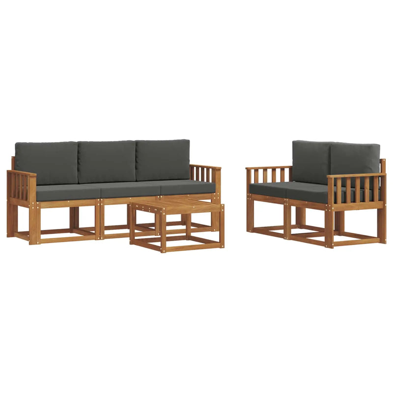 Outdoor Sofa Set with Cushion 6 pcs Natural and Anthracite