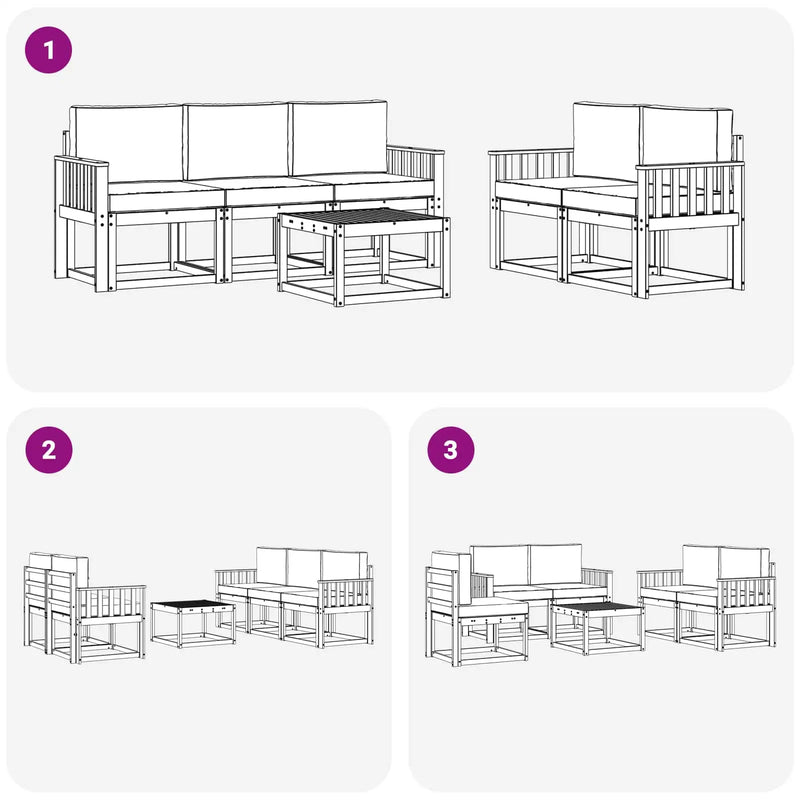 Outdoor Sofa Set with Cushion 6 pcs Natural and Anthracite