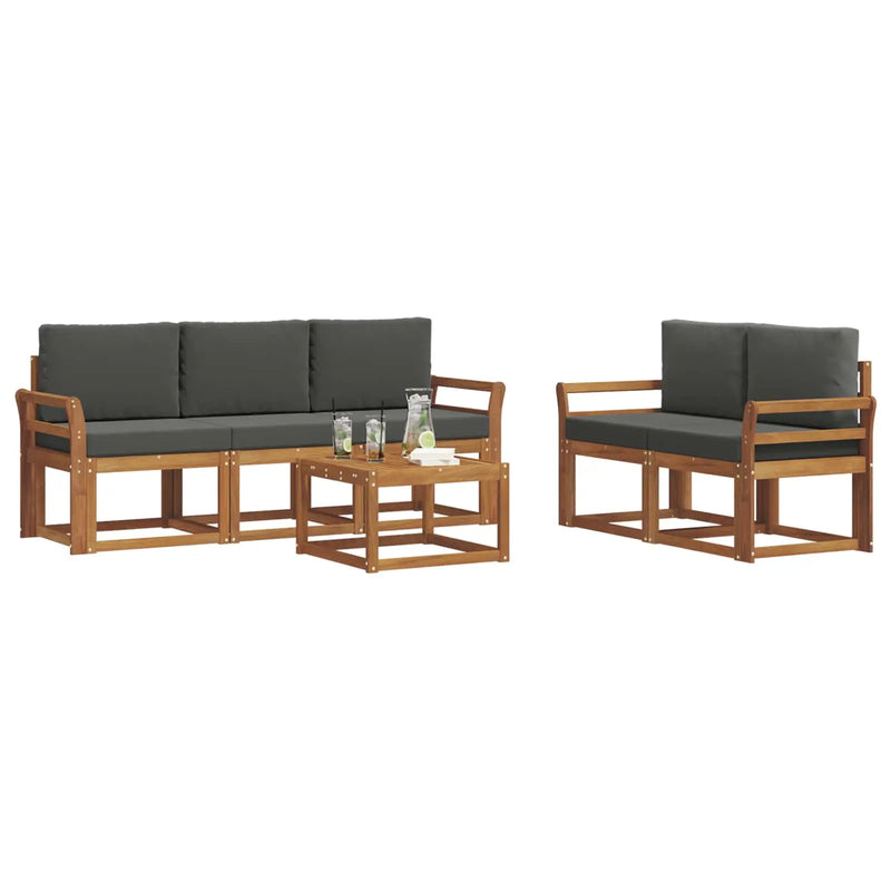 Outdoor Sofa Set with Cushion 6 pcs Natural and Anthracite