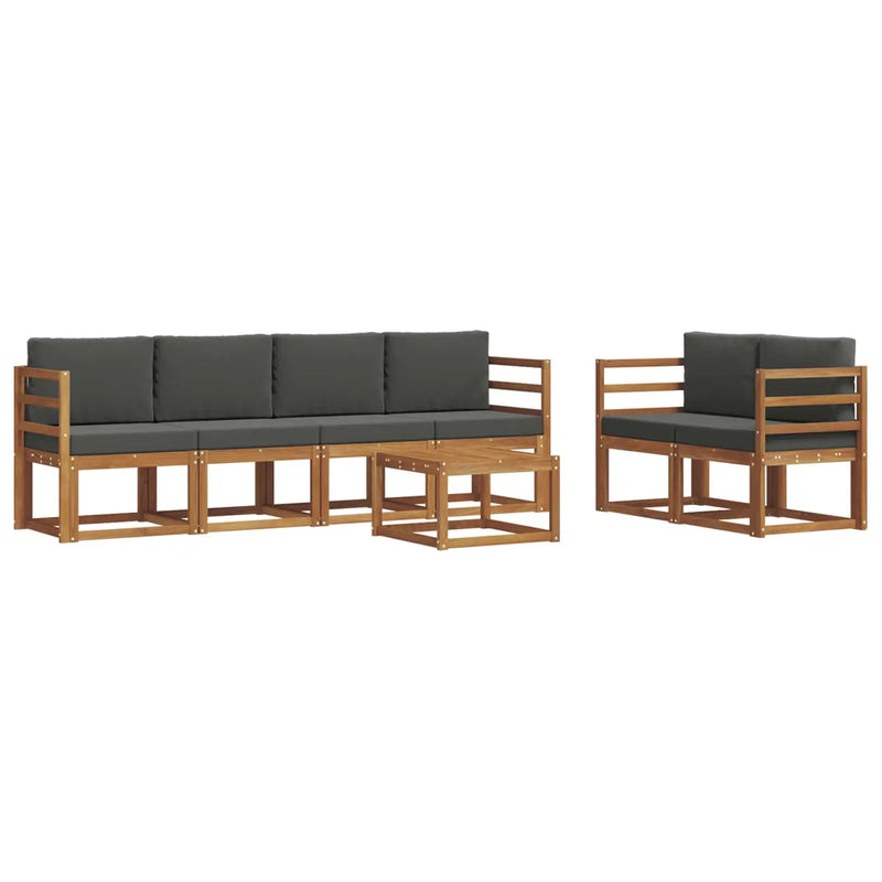 Outdoor Sofa Set with Cushion 7 pcs Natural and Anthracite