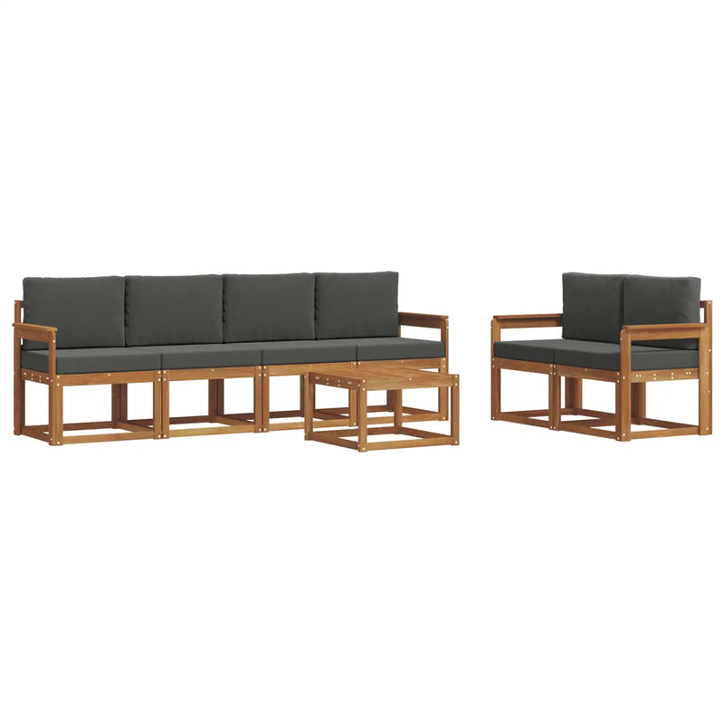 Outdoor Sofa Set with Cushion 7 pcs Natural and Anthracite
