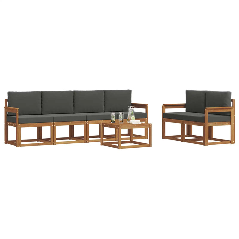 Outdoor Sofa Set with Cushion 7 pcs Natural and Anthracite