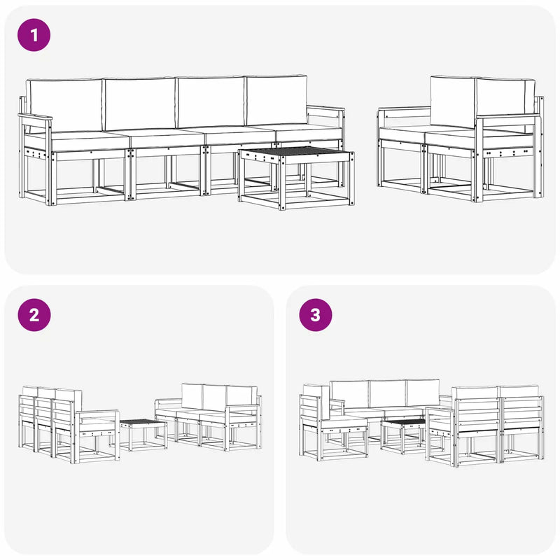 Outdoor Sofa Set with Cushion 7 pcs Natural and Anthracite