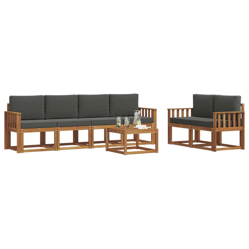 Outdoor Sofa Set with Cushion 7 pcs Natural and Anthracite