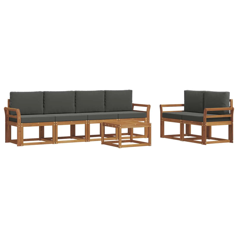 Outdoor Sofa Set with Cushion 7 pcs Natural and Anthracite