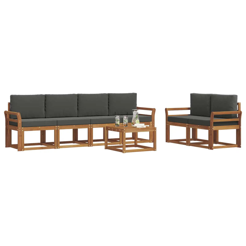 Outdoor Sofa Set with Cushion 7 pcs Natural and Anthracite