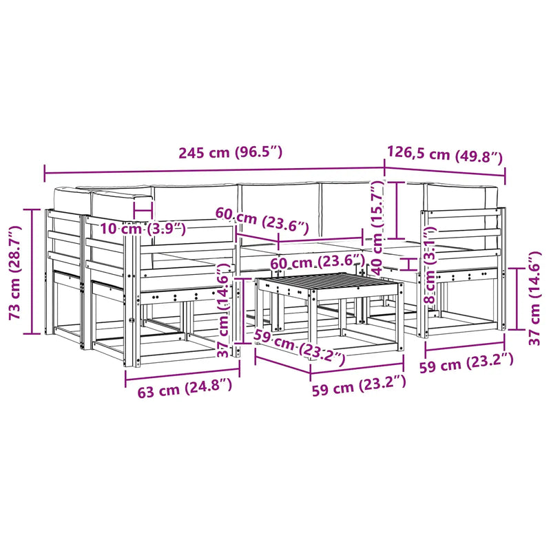 Outdoor Sofa Set with Cushion 7 pcs Natural and Anthracite
