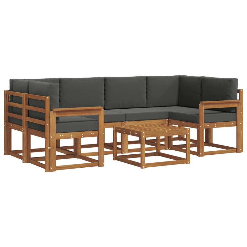 Outdoor Sofa Set with Cushion 7 pcs Natural and Anthracite