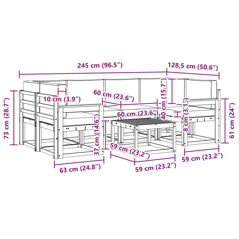 Outdoor Sofa Set with Cushion 7 pcs Natural and Anthracite