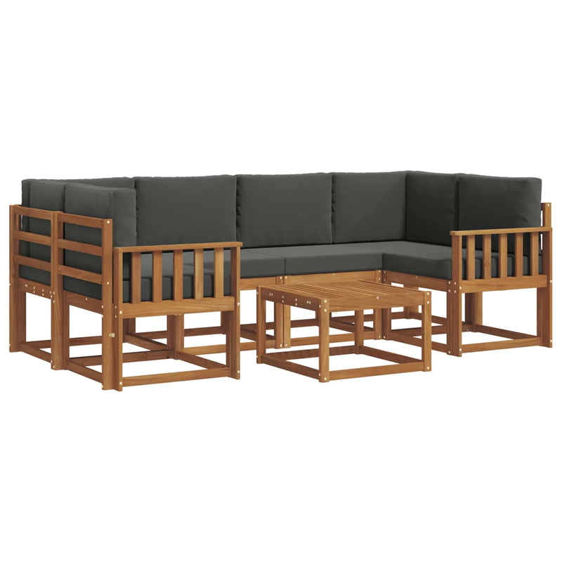 Outdoor Sofa Set with Cushion 7 pcs Natural and Anthracite