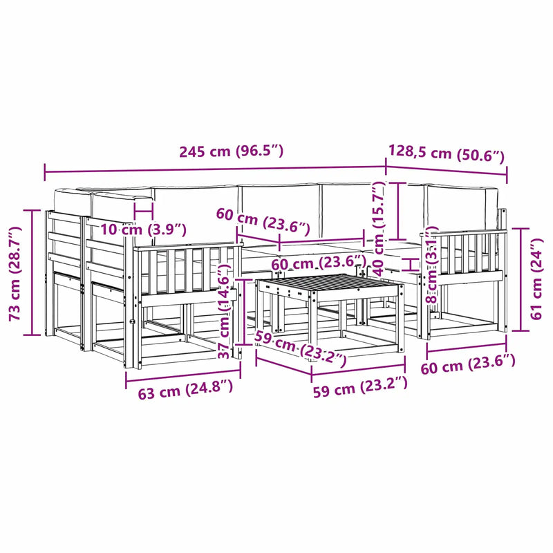 Outdoor Sofa Set with Cushion 7 pcs Natural and Anthracite