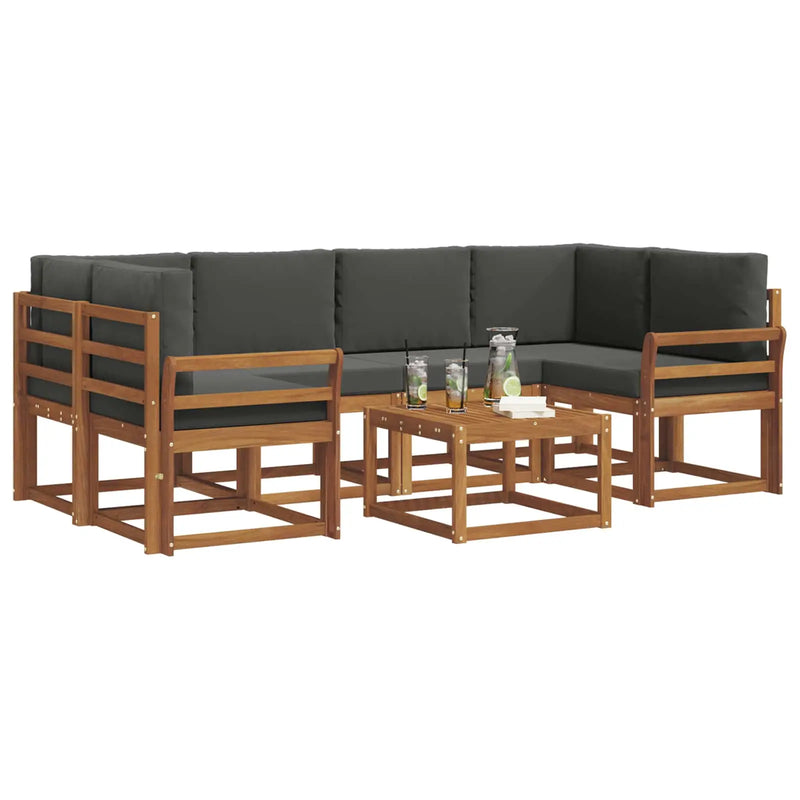 Outdoor Sofa Set with Cushion 7 pcs Natural and Anthracite