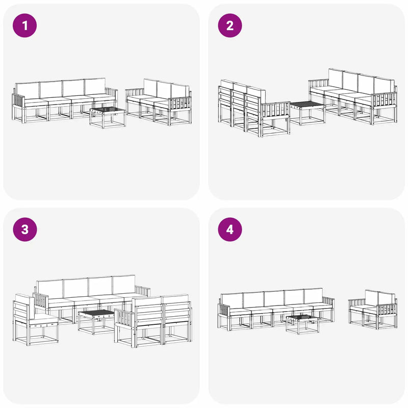Outdoor Sofa Set with Cushion 8 pcs Natural and Anthracite