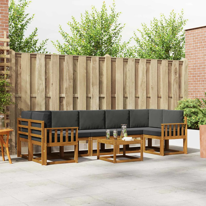 Outdoor Sofa Set with Cushion 8 pcs Natural and Anthracite