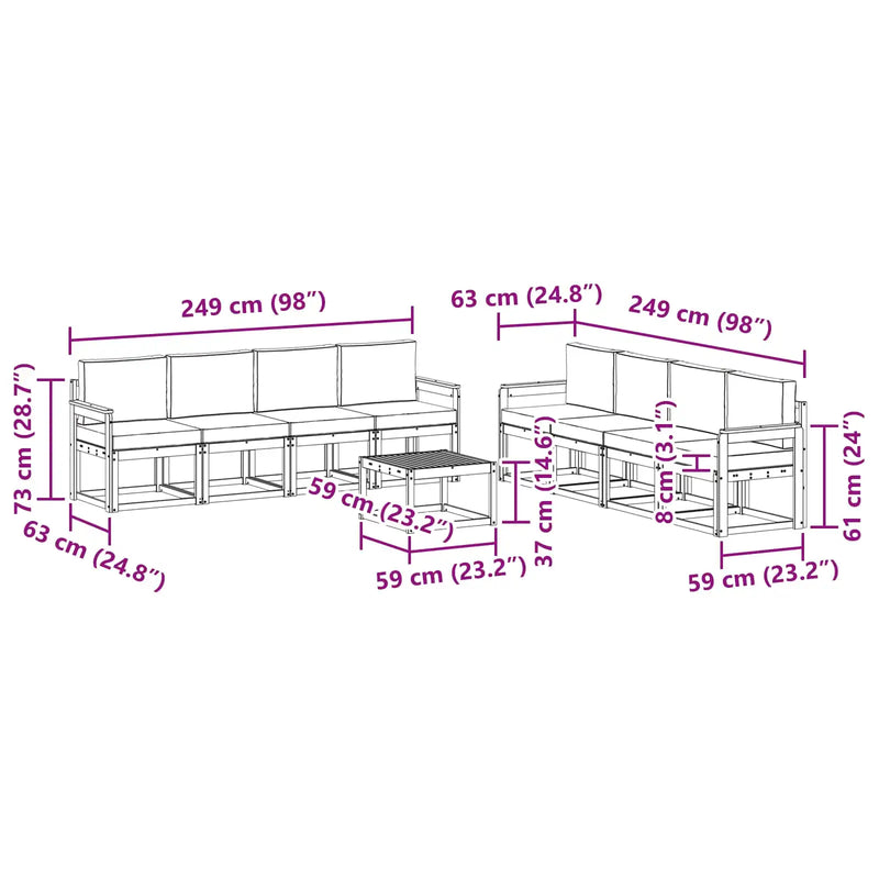 Outdoor Sofa Set with Cushion 9 pcs Natural and Anthracite