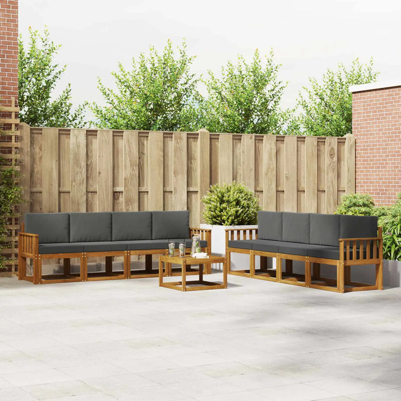 Outdoor Sofa Set with Cushion 9 pcs Natural and Anthracite