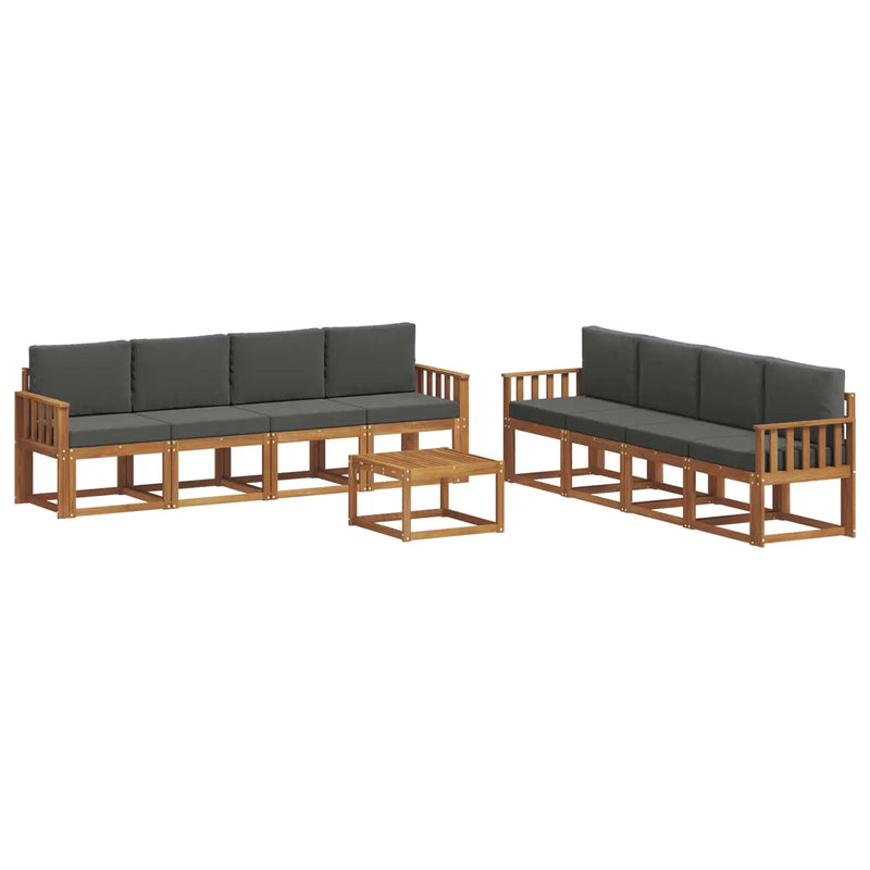 Outdoor Sofa Set with Cushion 9 pcs Natural and Anthracite
