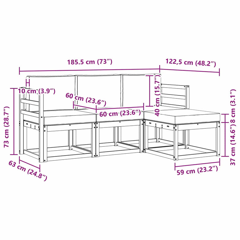 Outdoor Sofa Set with Cushion 4 pcs Natural and Anthracite