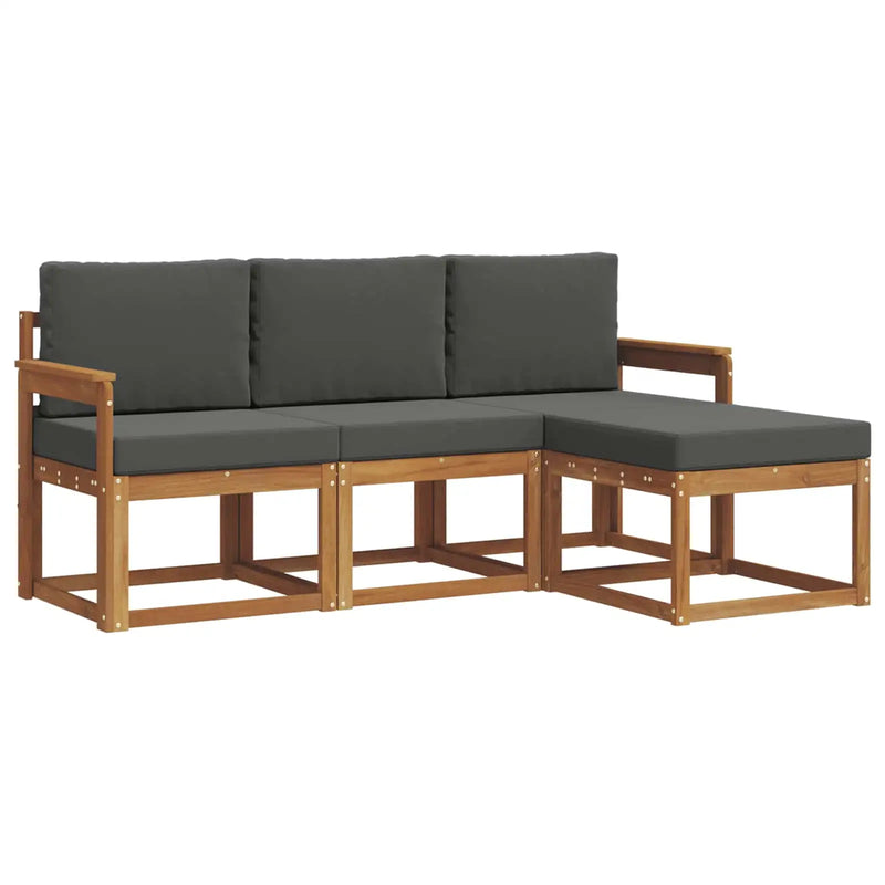 Outdoor Sofa Set with Cushion 4 pcs Natural and Anthracite