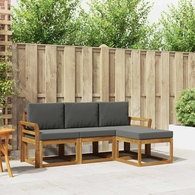 Outdoor Sofa Set with Cushion 4 pcs Natural and Anthracite
