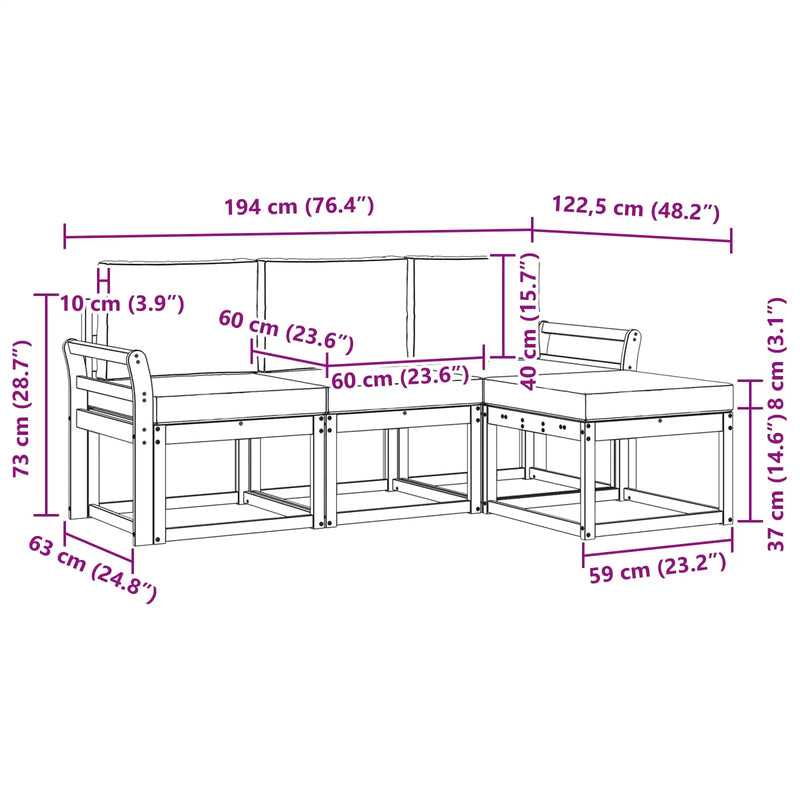 Outdoor Sofa Set with Cushion 4 pcs Natural and Anthracite