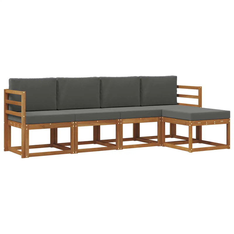 Outdoor Sofa Set 5 pcs Natural and Anthracite Solid Acacia Wood