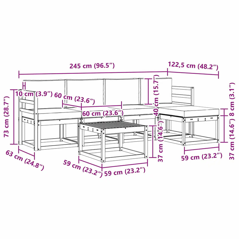 Outdoor Sofa Set with Cushion 6 pcs Natural and Anthracite