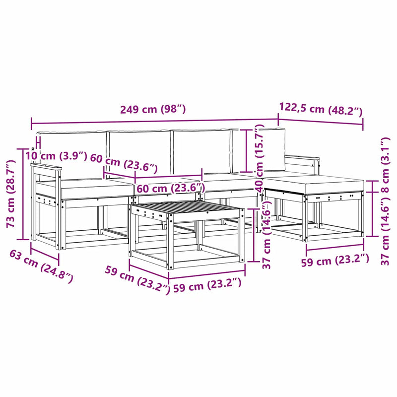 Outdoor Sofa Set with Cushion 6 pcs Natural and Anthracite