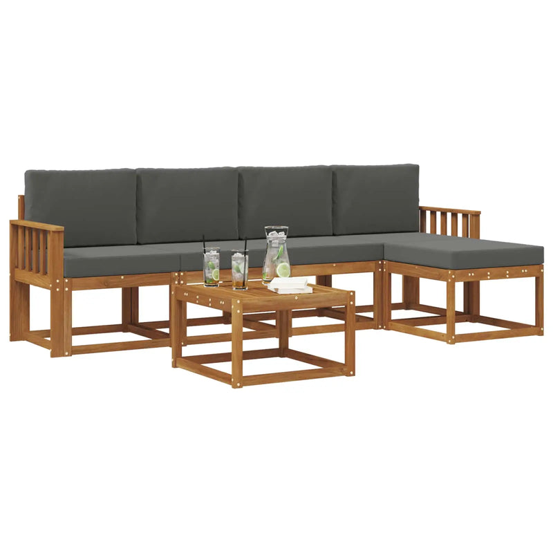 Outdoor Sofa Set with Cushion 6 pcs Natural and Anthracite