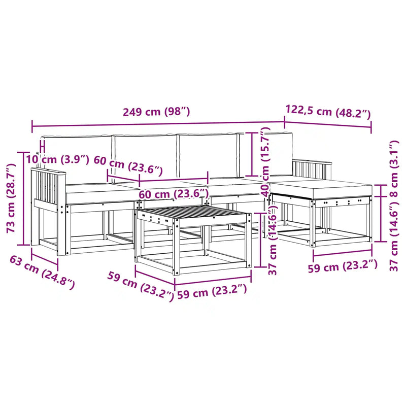 Outdoor Sofa Set with Cushion 6 pcs Natural and Anthracite