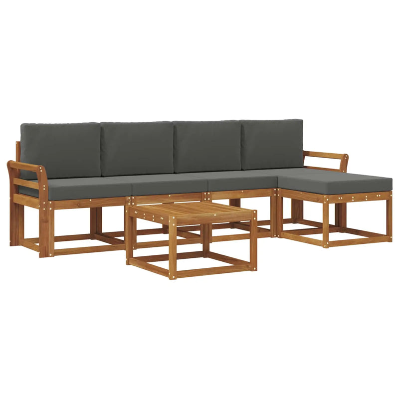 Outdoor Sofa Set with Cushion 6 pcs Natural and Anthracite